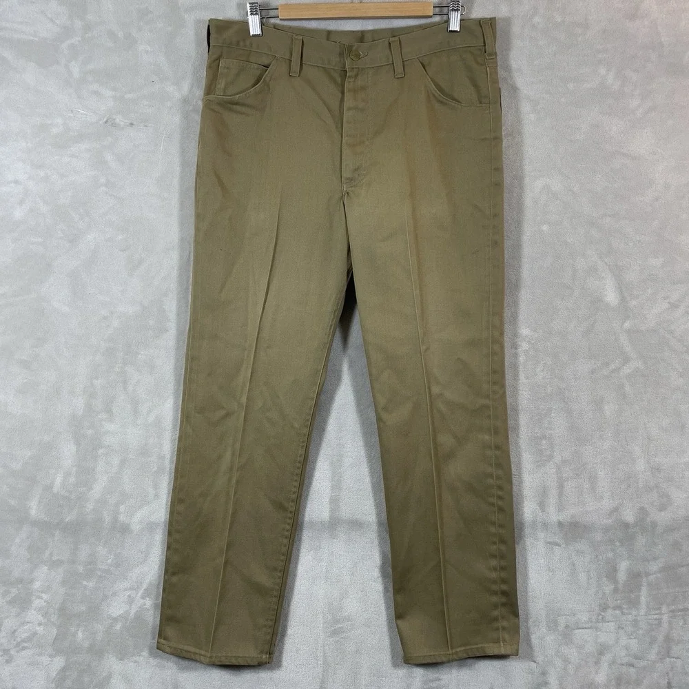 True Vtg 60s Lee Westerner Pants Mens 36x29 Cotton Talon Zipper Green USA Union
